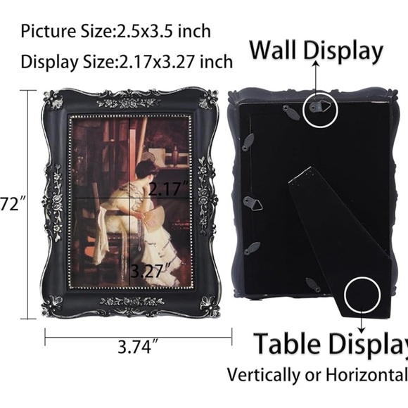 2 Antique Style Picture Frames for 2.5 x 3.5 Photos (NIB) - Picture 10 of 11